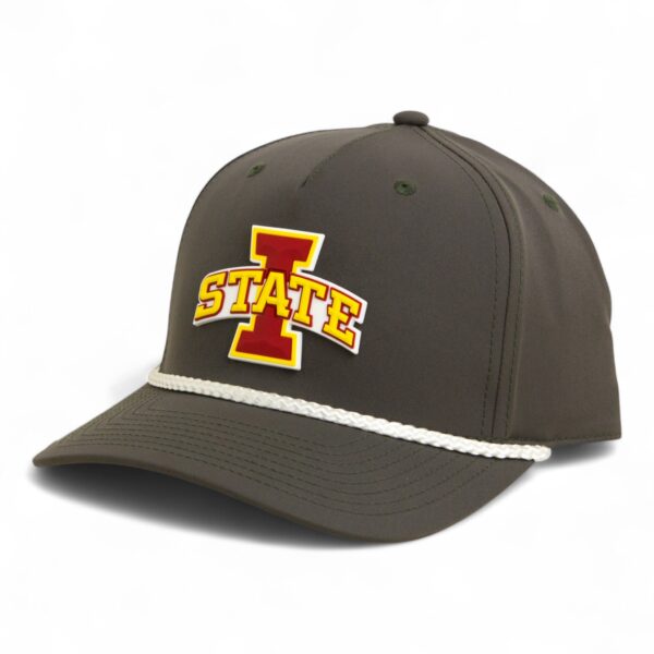 Iowa State Cyclones 3D Five Panel Classic Rope Hat- Dark Olive Green/ White