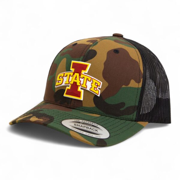 Iowa State Cyclones 3D YP Snapback Trucker Hat- Army Camo/ Black
