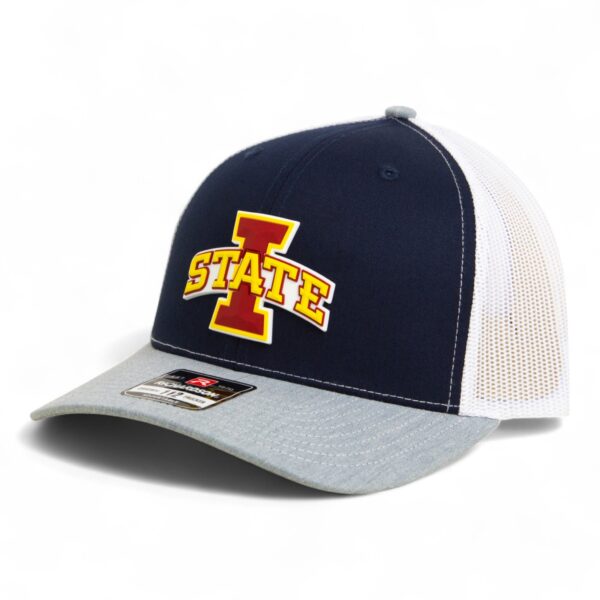 Iowa State Cyclones 3D Snapback Trucker Hat- Navy/ White/ Heather Grey