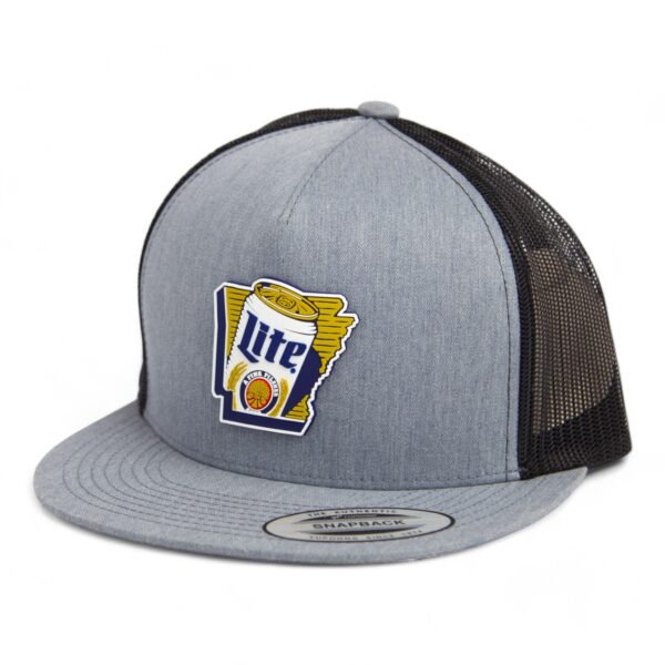 It's Miller Time Arkansas 3D YP Snapback Flat Bill Trucker Hat- Heather Grey/ Black