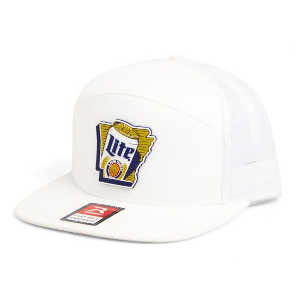 It's Miller Time Arkansas 3D Snapback Seven-Panel Flat Bill Trucker Hat- White
