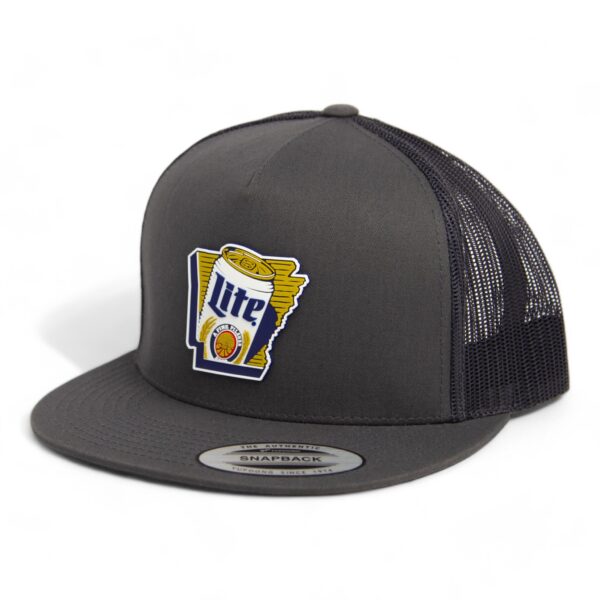 It's Miller Time Arkansas 3D YP Snapback Flat Bill Trucker Hat- Charcoal/ Black