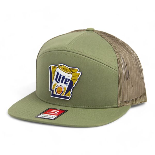 It's Miller Time Arkansas 3D Snapback Seven-Panel Flat Bill Trucker Hat- Loden Green
