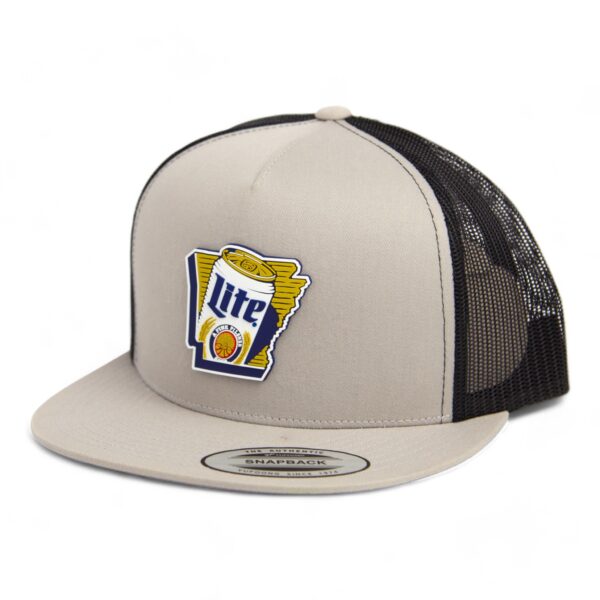 It's Miller Time Arkansas 3D YP Snapback Flat Bill Trucker Hat- Silver/ Black