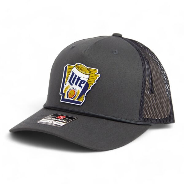 It's Miller Time Arkansas 3D Snapback Trucker Rope Hat- Charcoal
