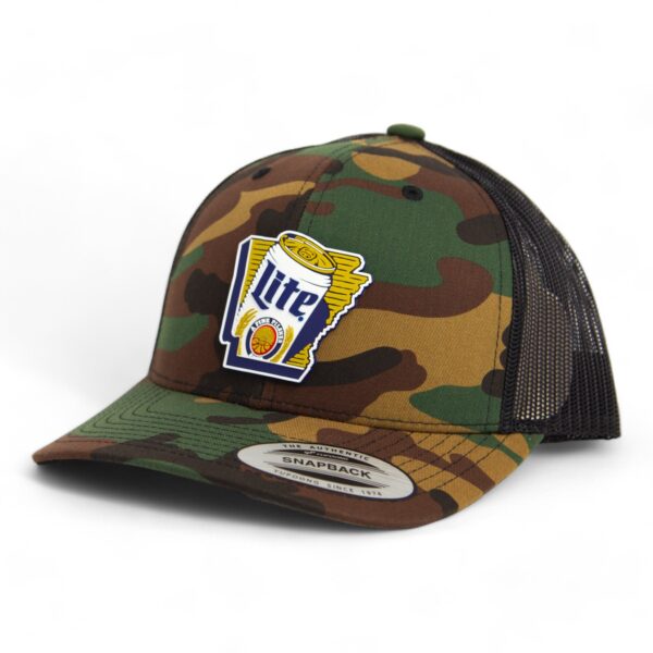 It's Miller Time Arkansas 3D YP Snapback Trucker Hat- Army Camo/ Black