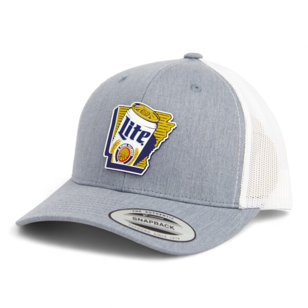 It's Miller Time Arkansas 3D YP Snapback Trucker Hat- Heather Grey/ White