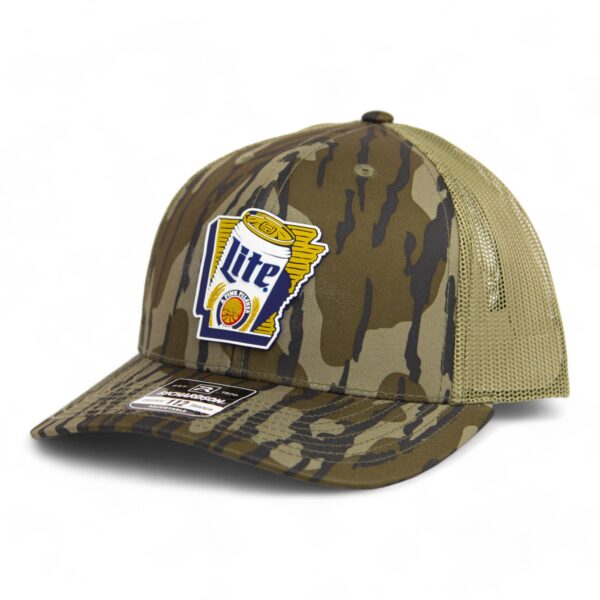 It's Miller Time Arkansas 3D Snapback Trucker Hat- Mossy Oak Bottomland/ Loden