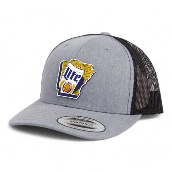 It's Miller Time Arkansas 3D YP Snapback Trucker Hat- Heather Grey/ Black