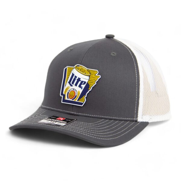 It's Miller Time Arkansas 3D Snapback Trucker Hat- Charcoal/ White