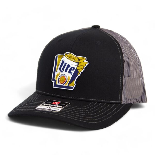 It's Miller Time Arkansas 3D Snapback Trucker Hat- Black/ Charcoal