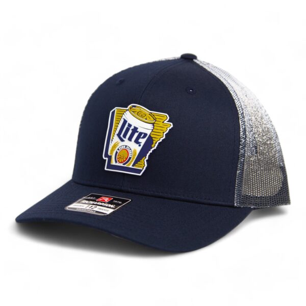 It's Miller Time Arkansas 3D Snapback Trucker Hat- Navy Fade