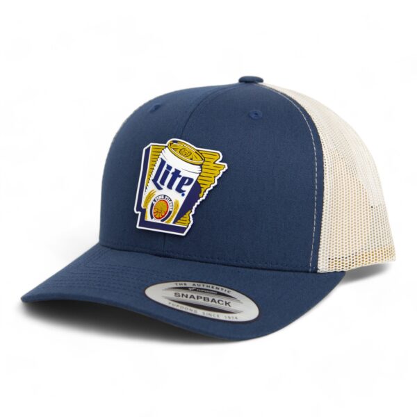 It's Miller Time Arkansas 3D YP Snapback Trucker Hat- Navy/ Silver