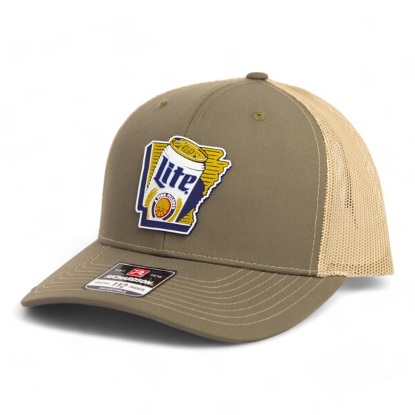 It's Miller Time Arkansas 3D Snapback Trucker Hat- Loden/ Tan