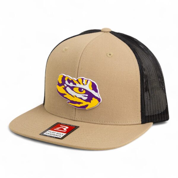 LSU Tiger Eye 3D Wool Blend Flat Bill Hat- Tan/ Black