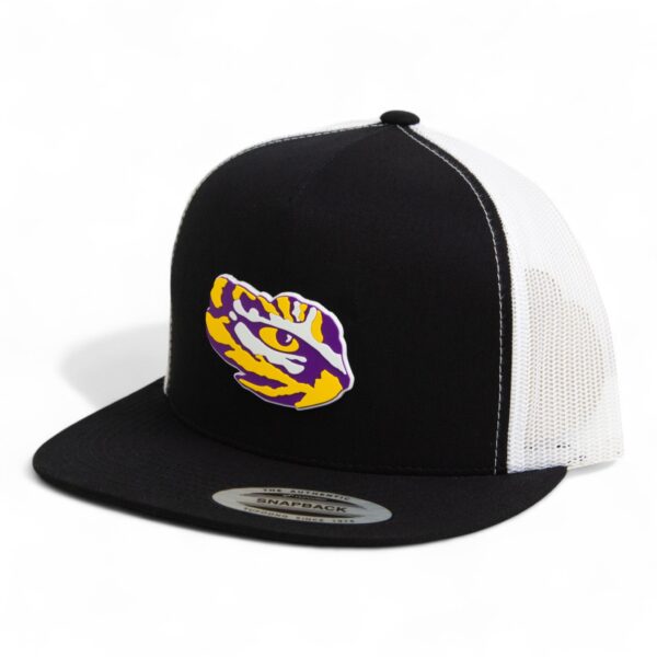 LSU Tiger Eye 3D YP Snapback Flat Bill Trucker Hat- Black/ White