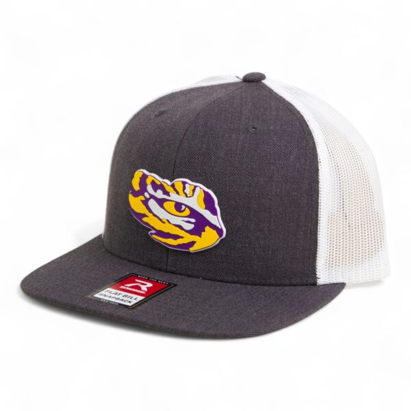 LSU Tiger Eye 3D Wool Blend Flat Bill Hat- Heather Charcoal/ White
