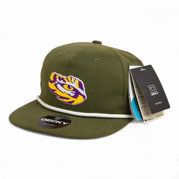 LSU Tiger Eye 3D Classic Rope Hat- Olive/ White