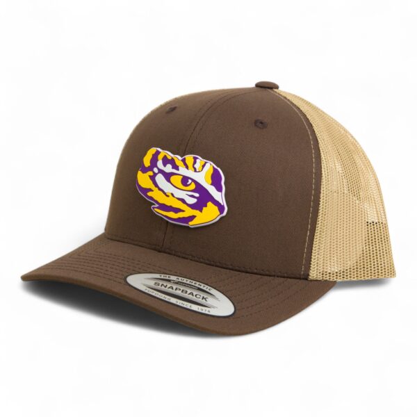 LSU Tiger Eye 3D YP Snapback Trucker Hat- Brown/ Tan