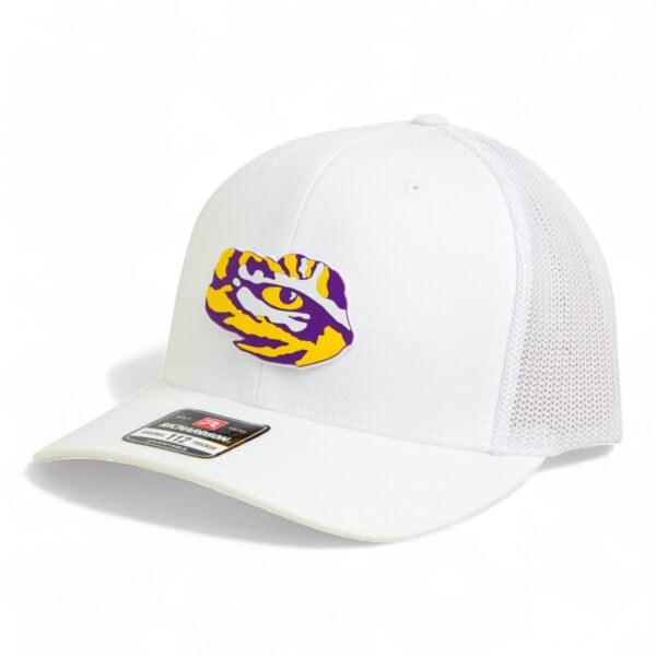 LSU Tiger Eye 3D Snapback Trucker Hat- White