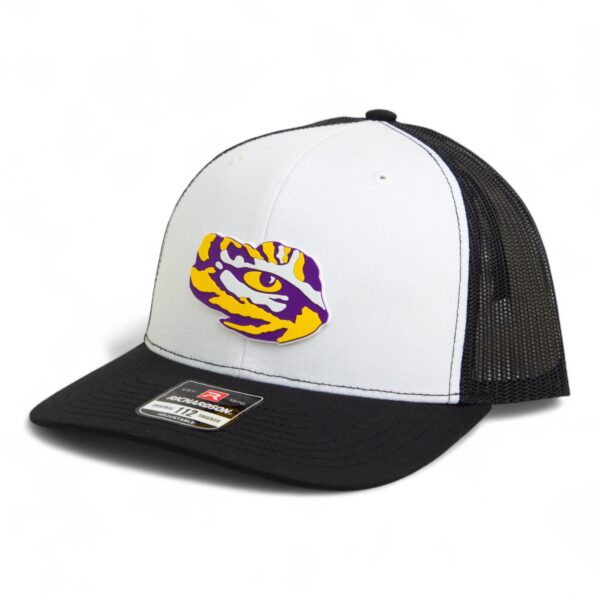 LSU Tiger Eye 3D Snapback Trucker Hat- White/ Black