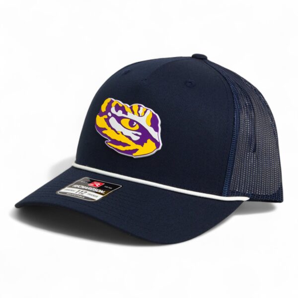 LSU Tiger Eye 3D Snapback Trucker Rope Hat- Navy/ White