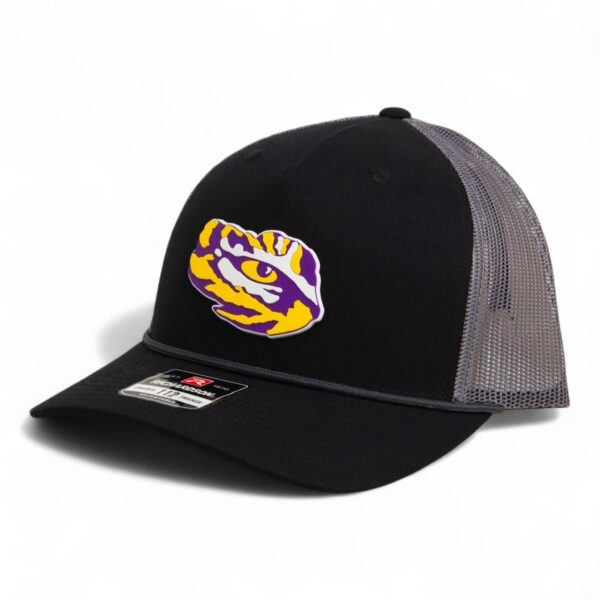 LSU Tiger Eye 3D Snapback Trucker Rope Hat- Black/ Charcoal