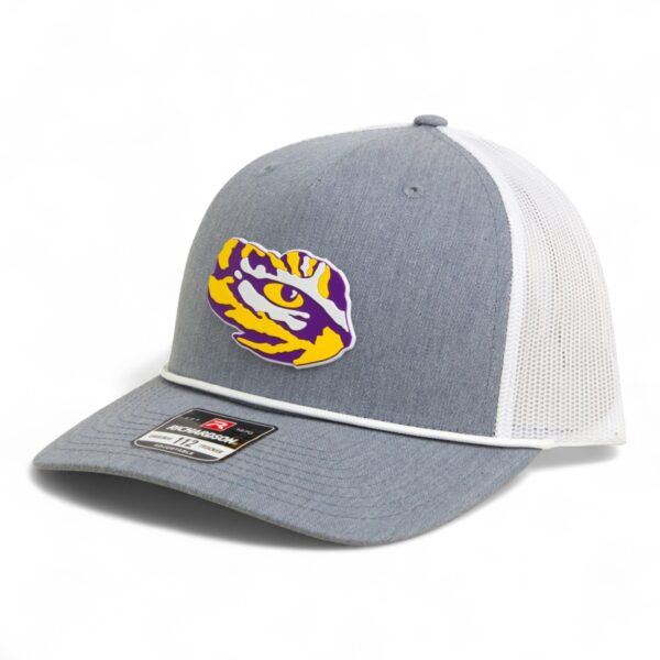 LSU Tiger Eye 3D Snapback Trucker Rope Hat- Heather Grey/ White