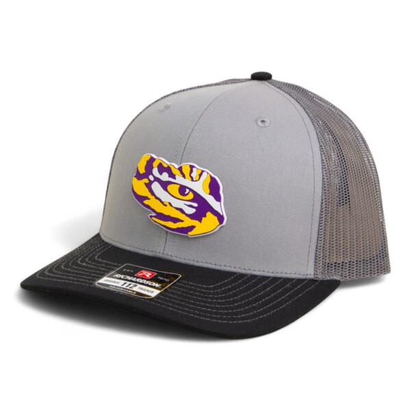 LSU Tiger Eye 3D Snapback Trucker Hat- Grey/ Charcoal/ Black
