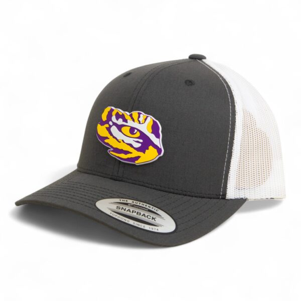 LSU Tiger Eye 3D YP Snapback Trucker Hat- Charcoal/ White