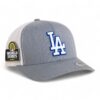 LA Dodgers 2024 World Series 3D YP Snapback Trucker Hat White- Heather Grey/ White