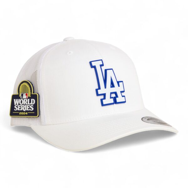 LA Dodgers 2024 World Series 3D YP Snapback Trucker Hat White- White