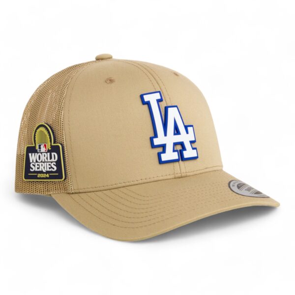 LA Dodgers 2024 World Series 3D YP Snapback Trucker Hat White- Tan