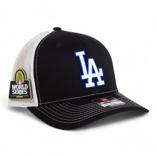 LA Dodgers 2024 World Series Snapback Trucker Hat White- Black/ White