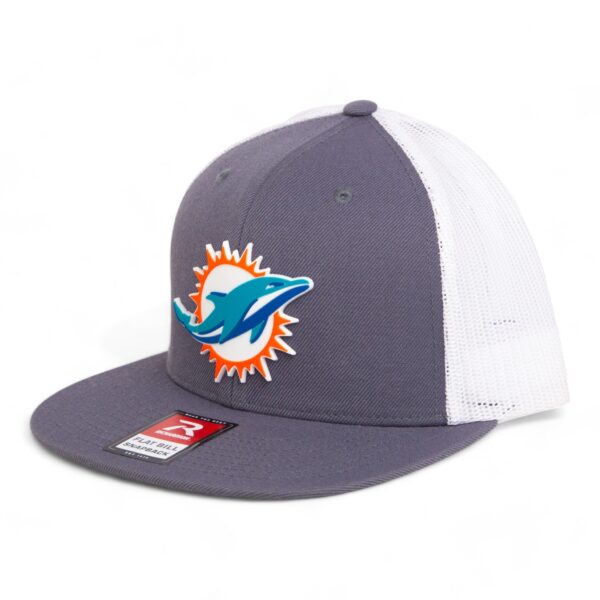 Miami Dolphins 3D Wool Blend Flat Bill Hat- Charcoal/ White