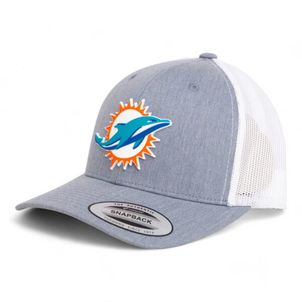 Miami Dolphins 3D YP Snapback Trucker Hat- Heather Grey/ White