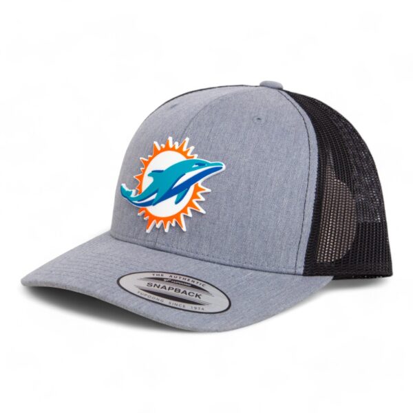 Miami Dolphins 3D YP Snapback Trucker Hat- Heather Grey/ Black