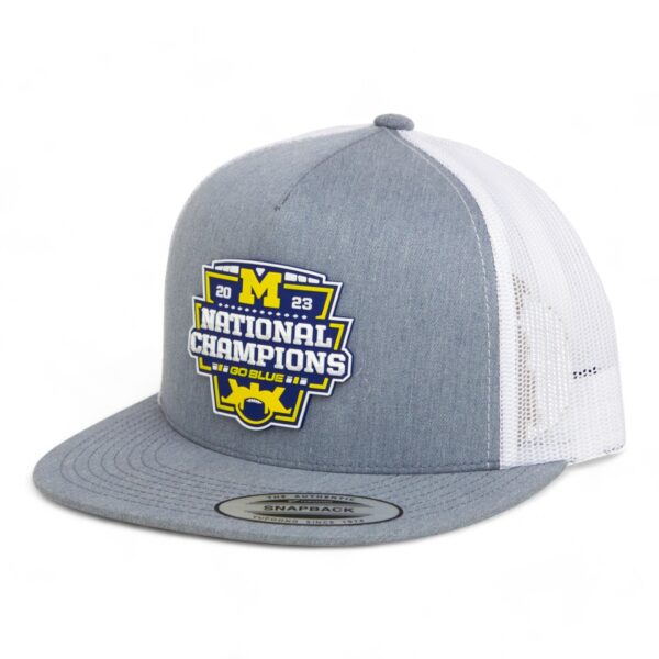 Michigan Wolverines College Football National Champions 3D YP Snapback Flat Bill Trucker Hat- Heather Grey/ White