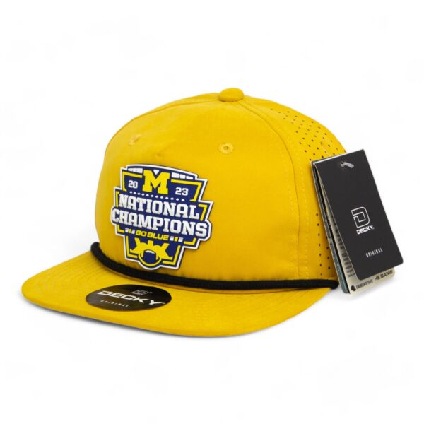 Michigan Wolverines College Football National Champions 3D Perforated Rope Hat- Biscuit/ Black