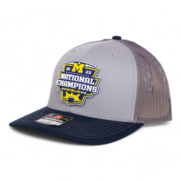 Michigan Wolverines College Football National Champions 3D Snapback Trucker Hat- Grey/ Charcoal/ Navy