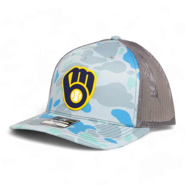 Milwaukee Brewers 3D Snapback Trucker Hat- Saltwater Duck Camo/ Charcoal