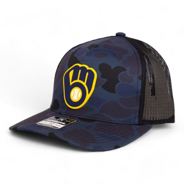 Milwaukee Brewers 3D Snapback Trucker Hat- Admiral Duck Camo/ Black