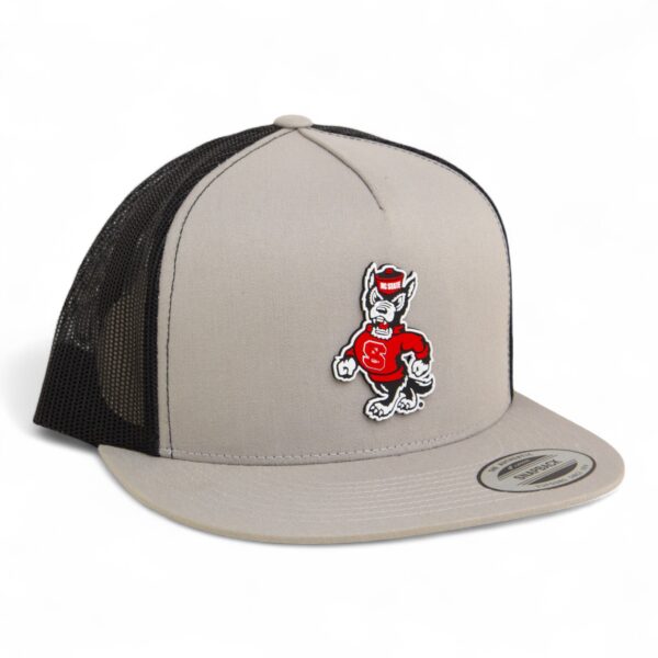 NC State Wolfpack Strutting Wolf 3D YP Snapback Flat Bill Trucker Hat- Silver/ Black