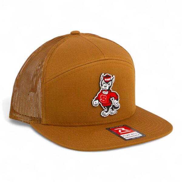 NC State Wolfpack Strutting Wolf 3D Snapback Seven-Panel Flat Bill Trucker Hat- Caramel