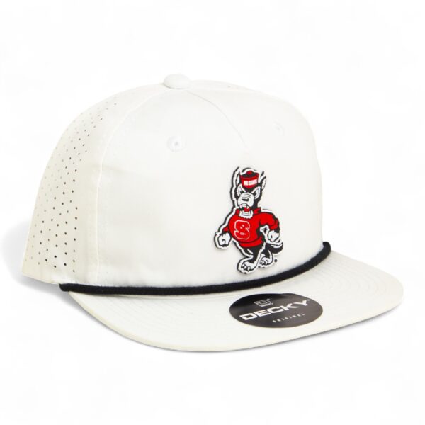 NC State Wolfpack Strutting Wolf 3D Perforated Rope Hat- White/ Black