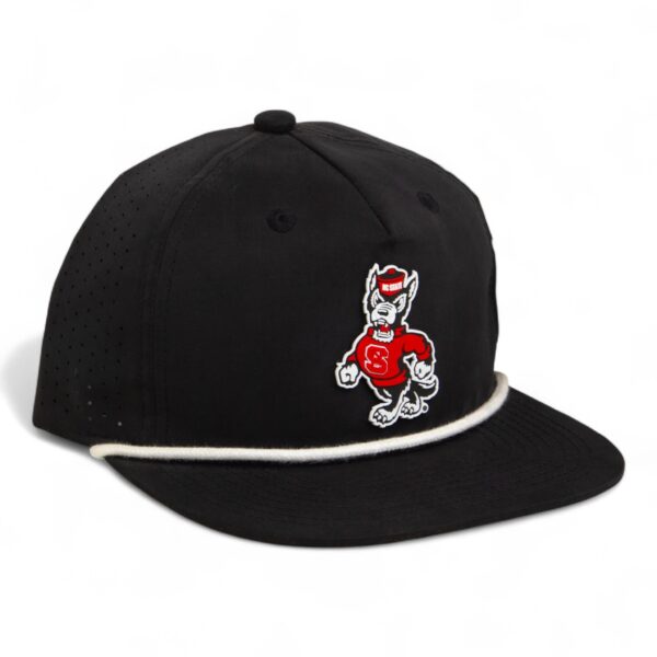 NC State Wolfpack Strutting Wolf 3D Perforated Rope Hat- Black/ White