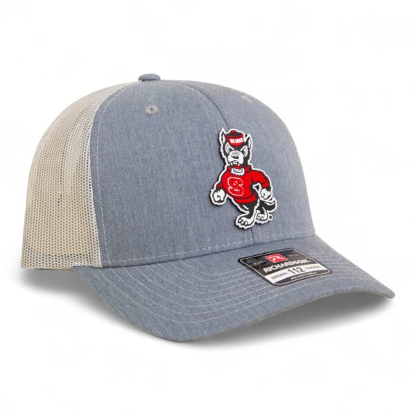 NC State Wolfpack Strutting Wolf 3D Snapback Trucker Hat- Heather Grey/ Light Grey