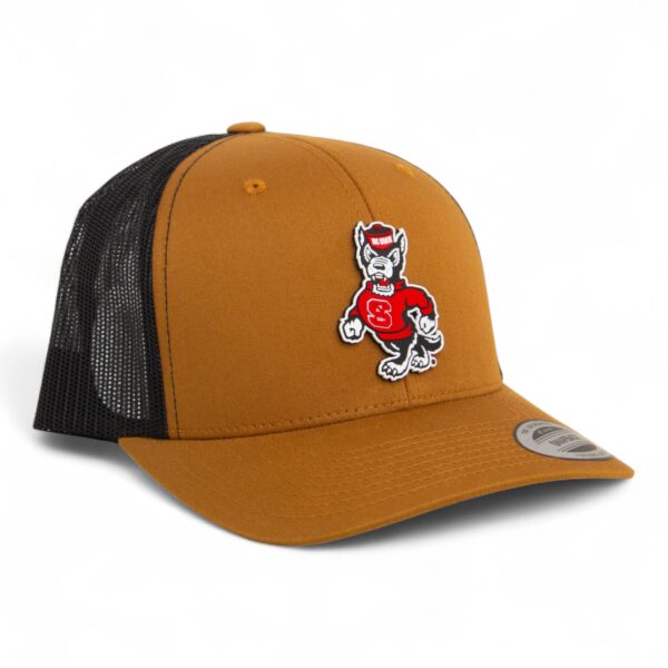 NC State Wolfpack Strutting Wolf 3D YP Snapback Trucker Hat- Caramel/ Black