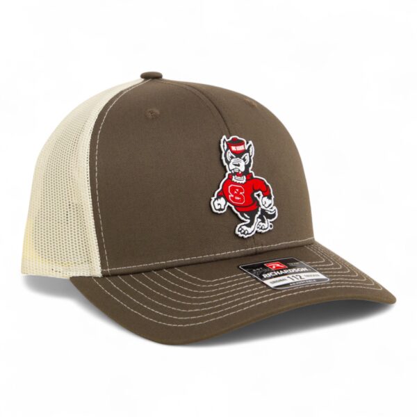 NC State Wolfpack Strutting Wolf 3D Snapback Trucker Hat- Chocolate Chip/ Birch