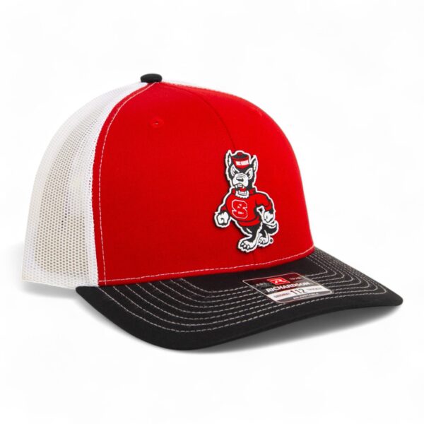 NC State Wolfpack Strutting Wolf 3D Snapback Trucker Hat- Red/ White/ Black